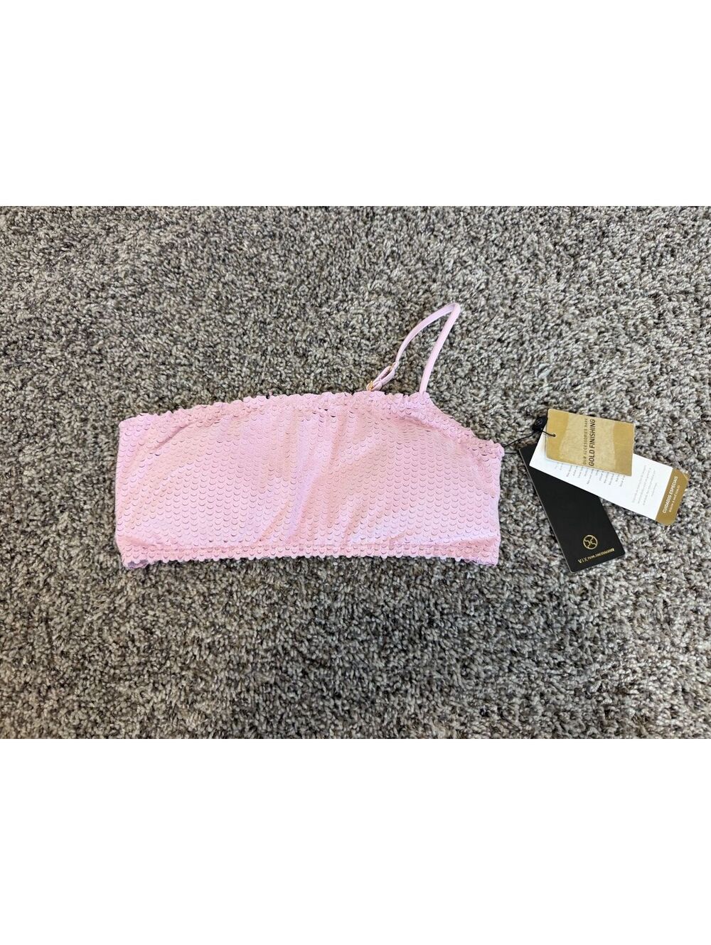 Vix by Paula Hermanny NWT One Shoulder Strap Fish-Scale Lavender Swim Top Size L